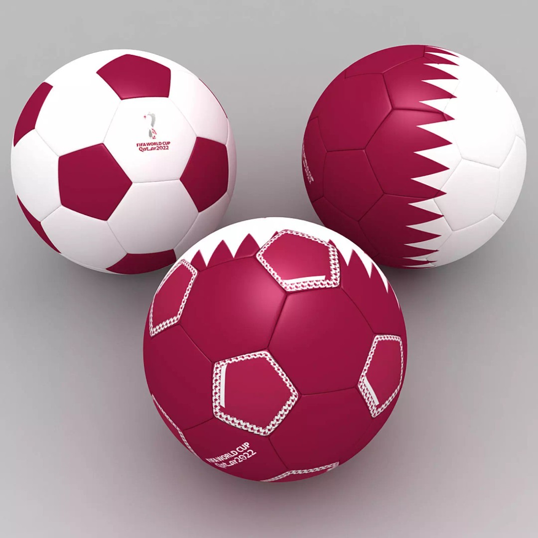 Soccer Ball 3D Model – Qatar Flag Game-Ready Asset, FBX, OBJ - View 2