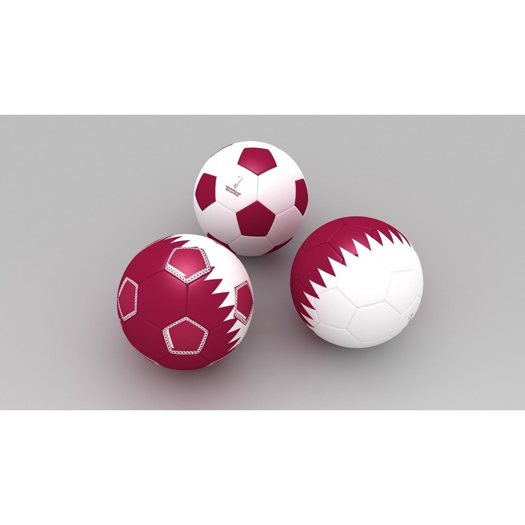 Soccer Ball 3D Model – Qatar Flag Game-Ready Asset, FBX, OBJ - View 4