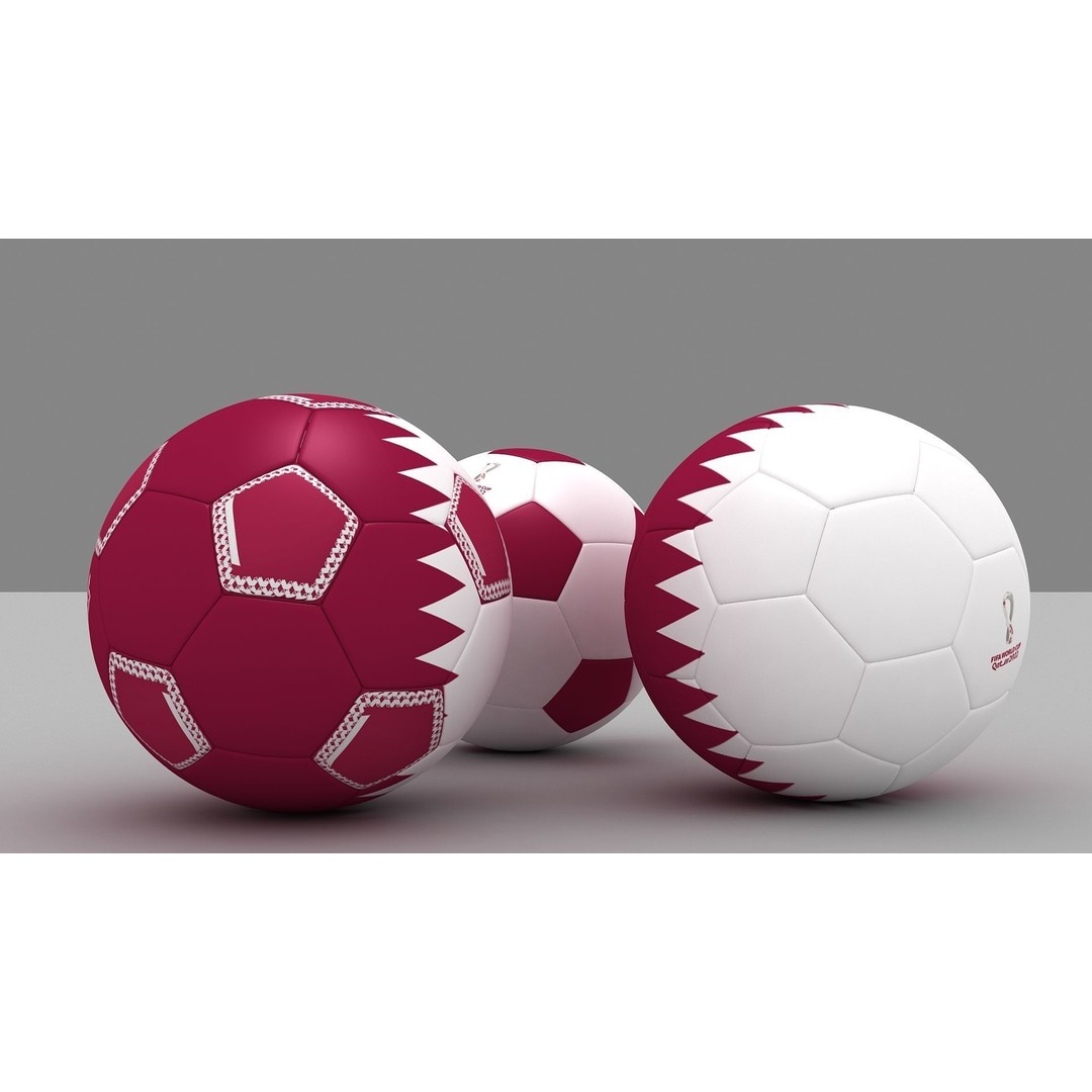 Soccer Ball 3D Model – Qatar Flag Game-Ready Asset, FBX, OBJ - View 5