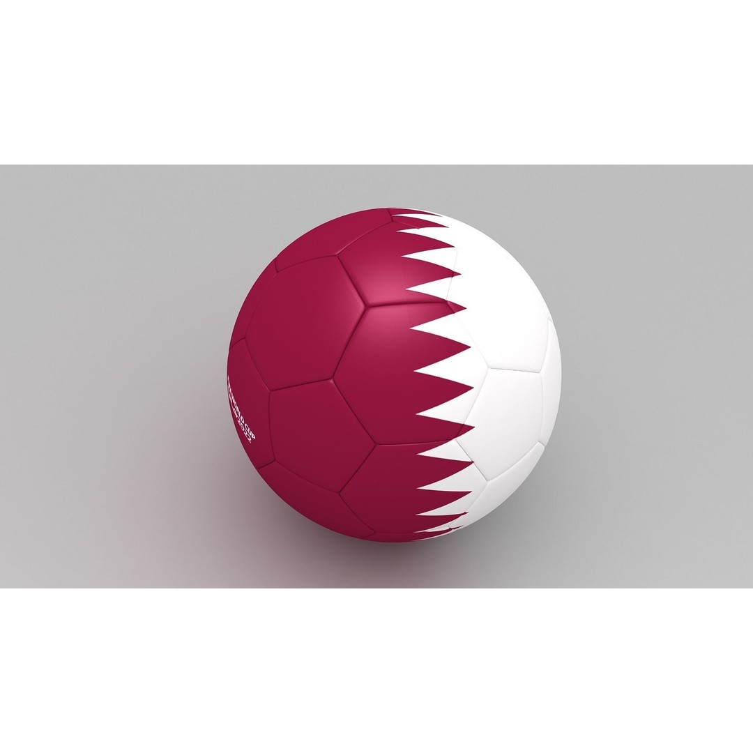 Soccer Ball 3D Model – Qatar Flag Game-Ready Asset, FBX, OBJ - View 6