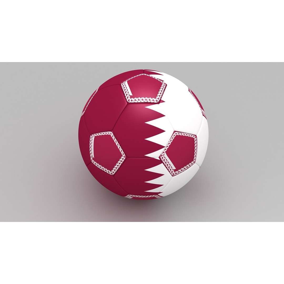 Soccer Ball 3D Model – Qatar Flag Game-Ready Asset, FBX, OBJ - View 7