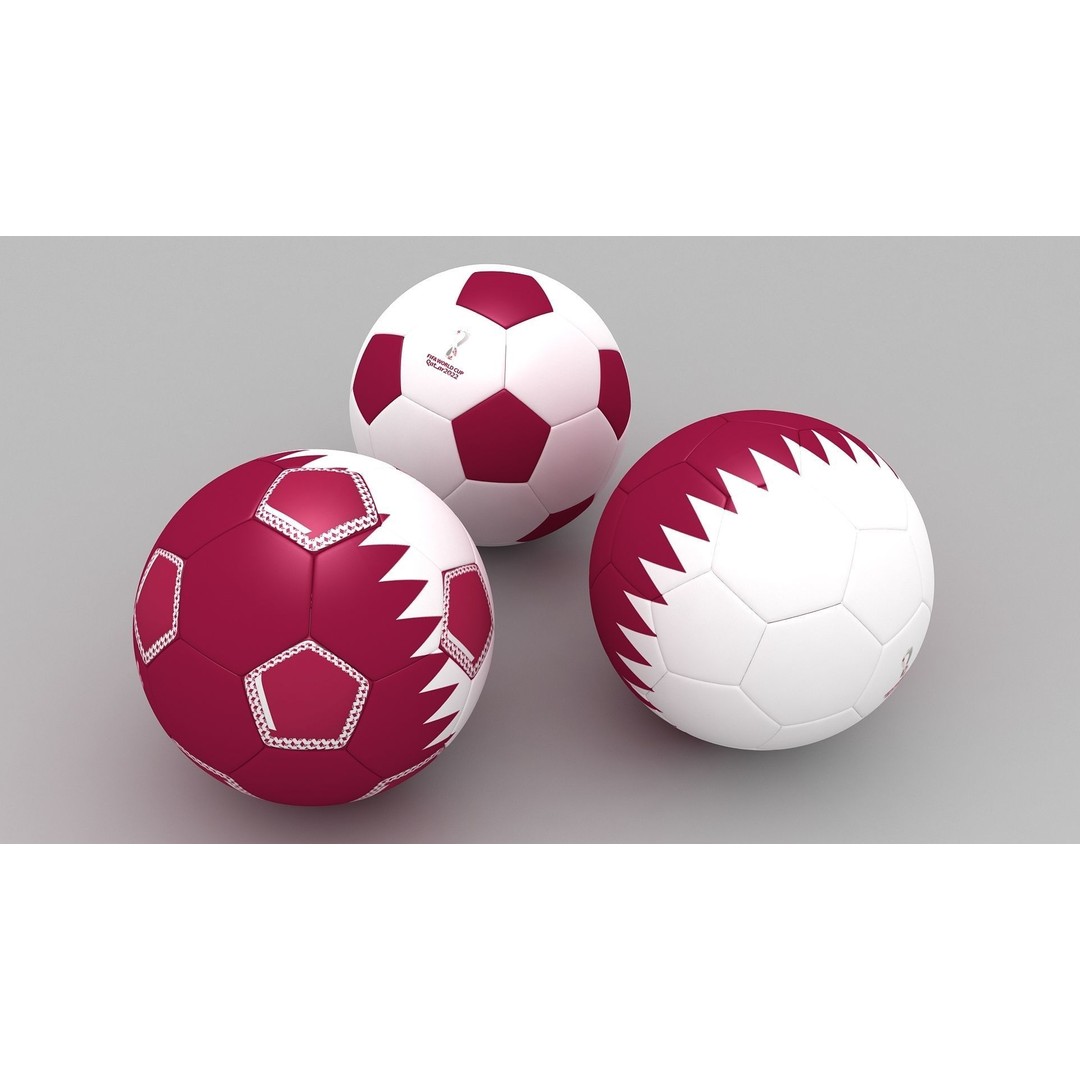 Soccer Ball 3D Model – Qatar Flag Game-Ready Asset, FBX, OBJ - View 9