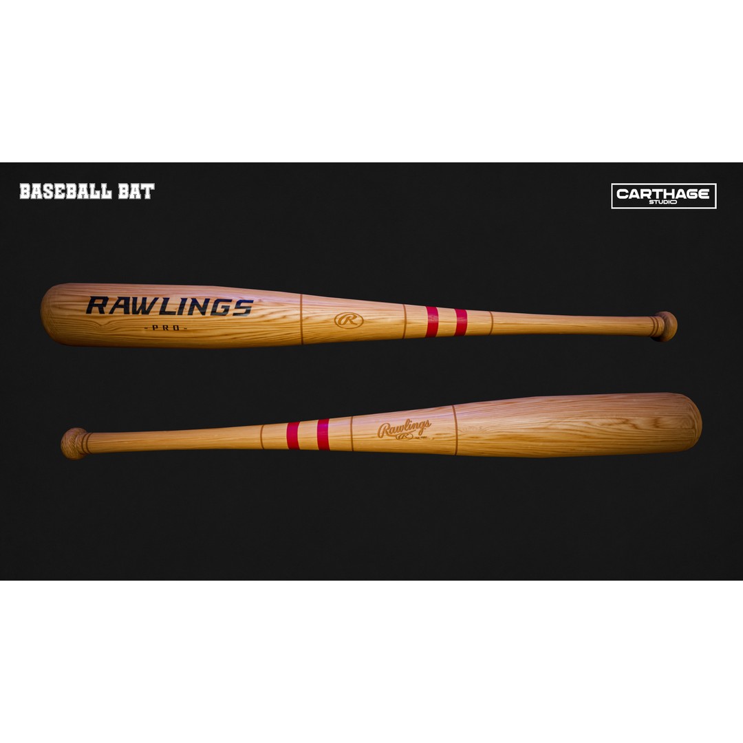 Baseball Bats and Balls 3D Model – Low Poly Game-Ready PBR Assets - View 4