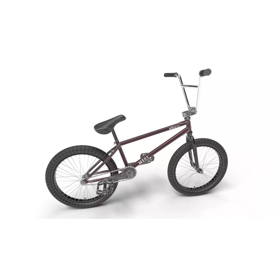 Haro Hoover BMX 3D Model – Optimized Merlot Bicycle, PBR Textures - View 25