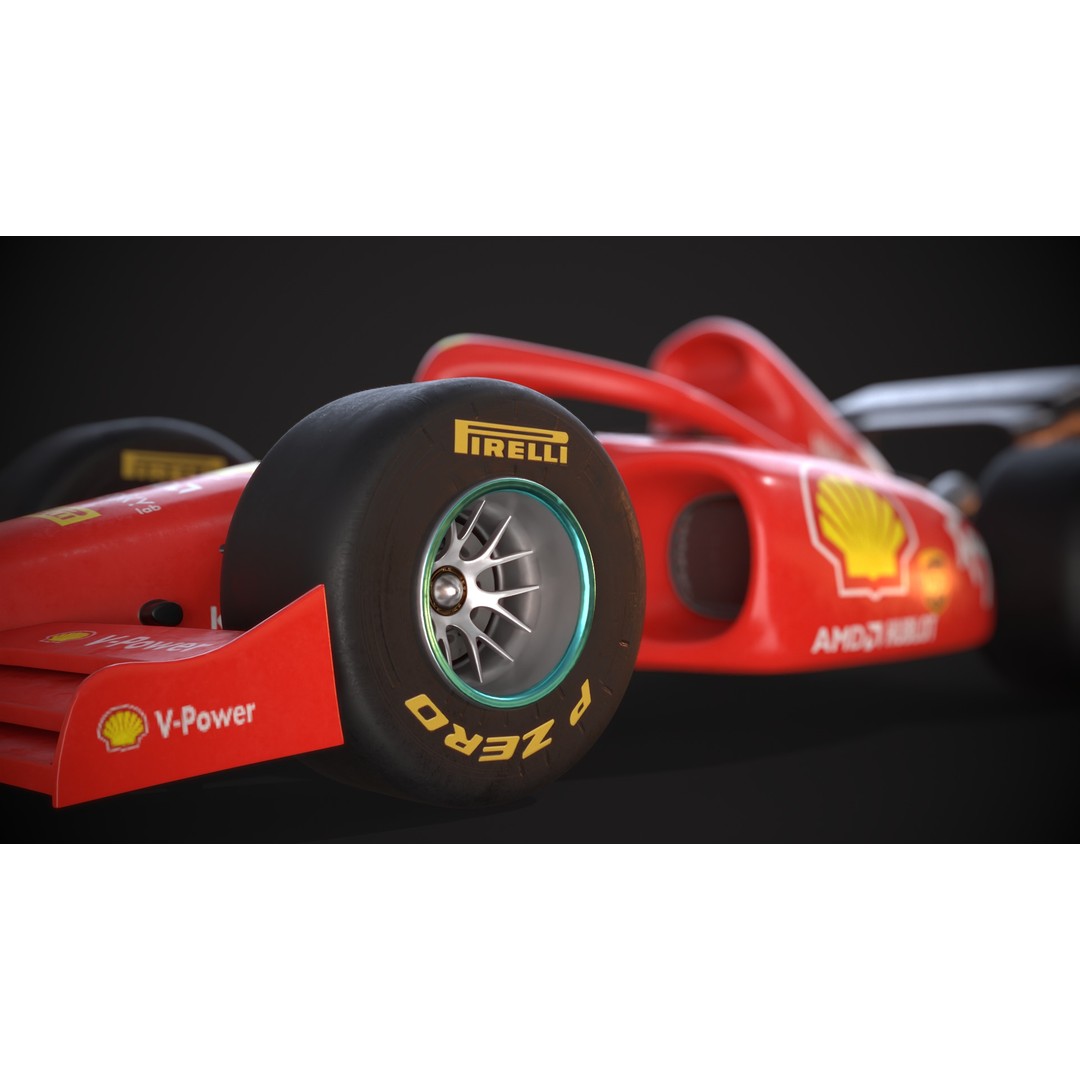 F1 Car 3D Model – Stylized Red Racing Asset, FBX, Blender - View 10