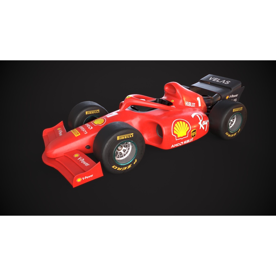 F1 Car 3D Model – Stylized Red Racing Asset, FBX, Blender - View 11