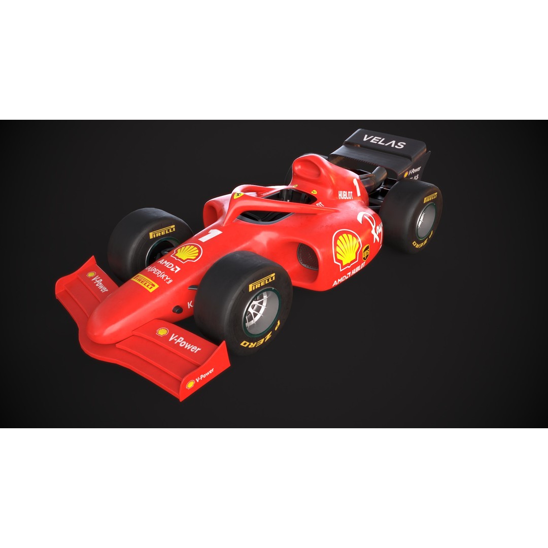 F1 Car 3D Model – Stylized Red Racing Asset, FBX, Blender - View 12