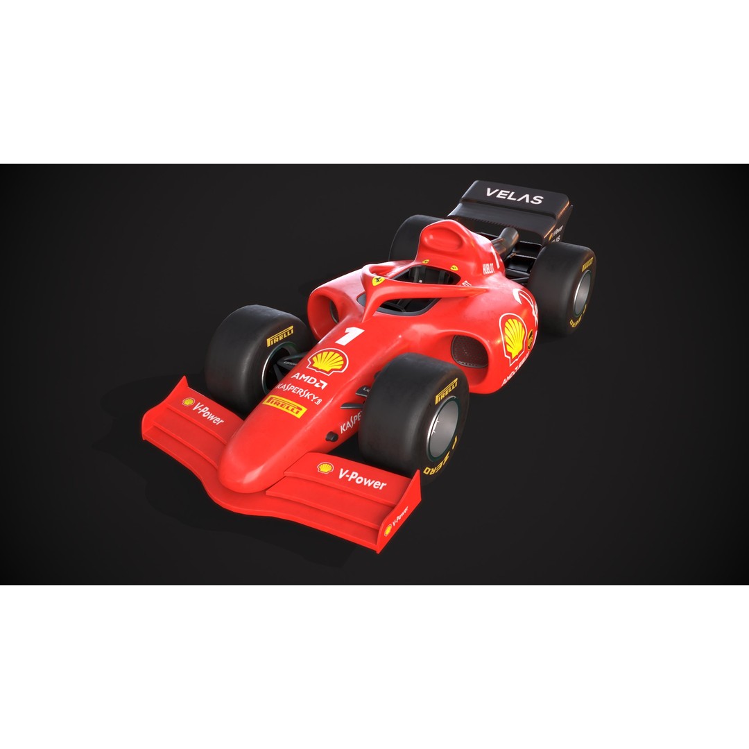F1 Car 3D Model – Stylized Red Racing Asset, FBX, Blender - View 13