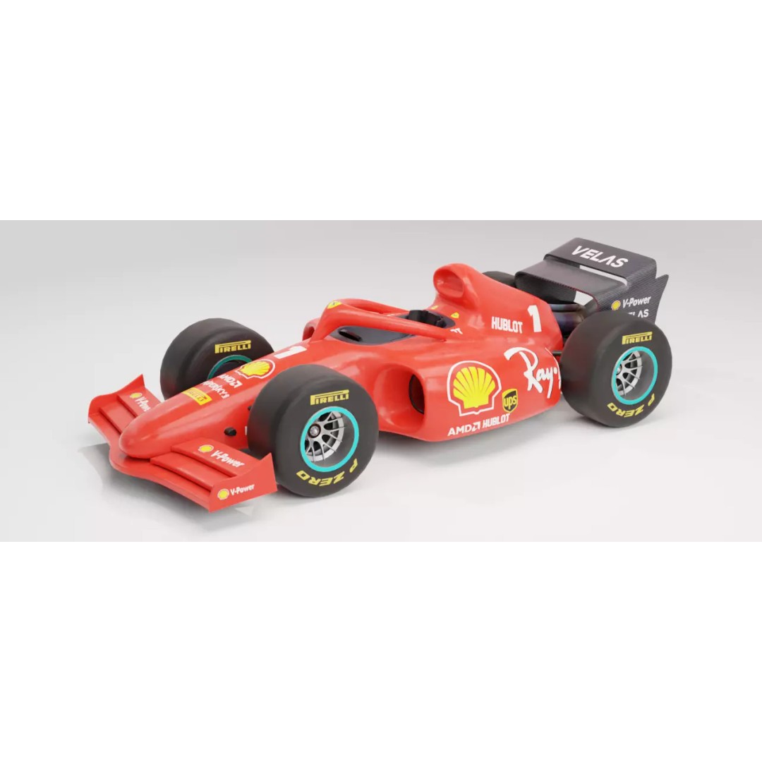 F1 Car 3D Model – Stylized Red Racing Asset, FBX, Blender - View 2