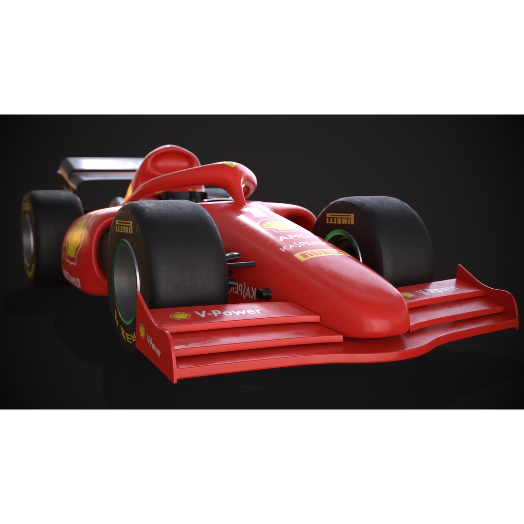 F1 Car 3D Model – Stylized Red Racing Asset, FBX, Blender - View 4