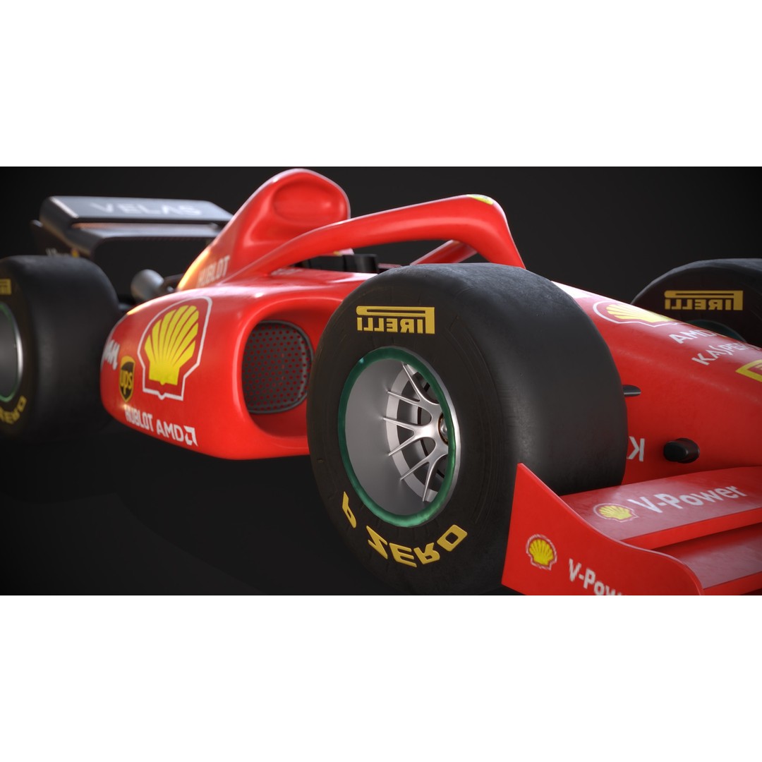 F1 Car 3D Model – Stylized Red Racing Asset, FBX, Blender - View 5