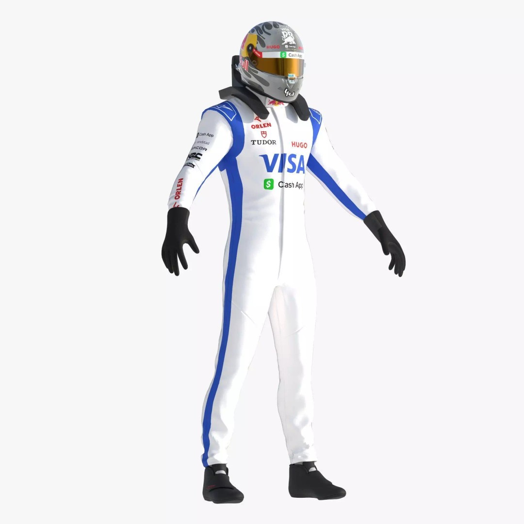 F1 Racing Bulls Suit 2024 3D Model – High Detail Game Ready Asset, FBX - View 10