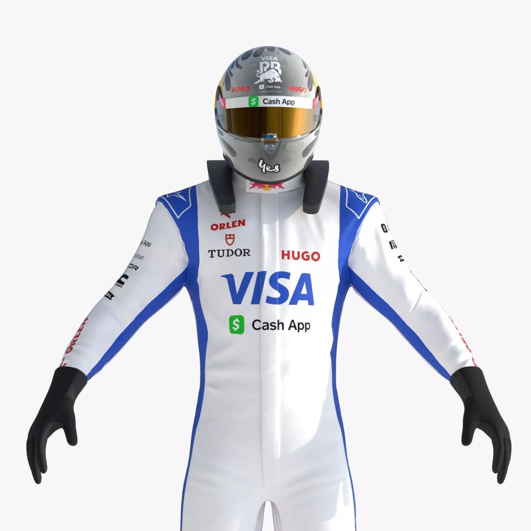 F1 Racing Bulls Suit 2024 3D Model – High Detail Game Ready Asset, FBX - View 11