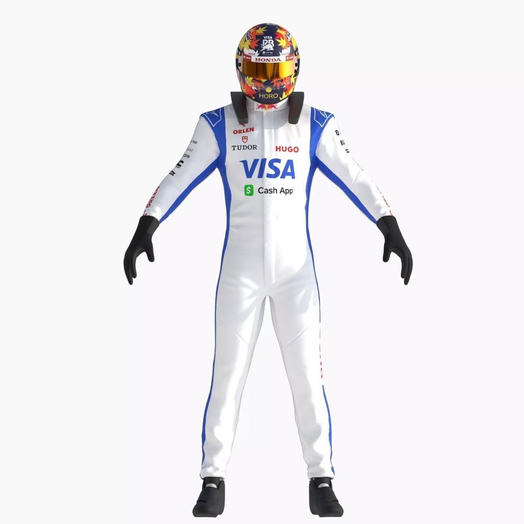 F1 Racing Bulls Suit 2024 3D Model – High Detail Game Ready Asset, FBX - View 12
