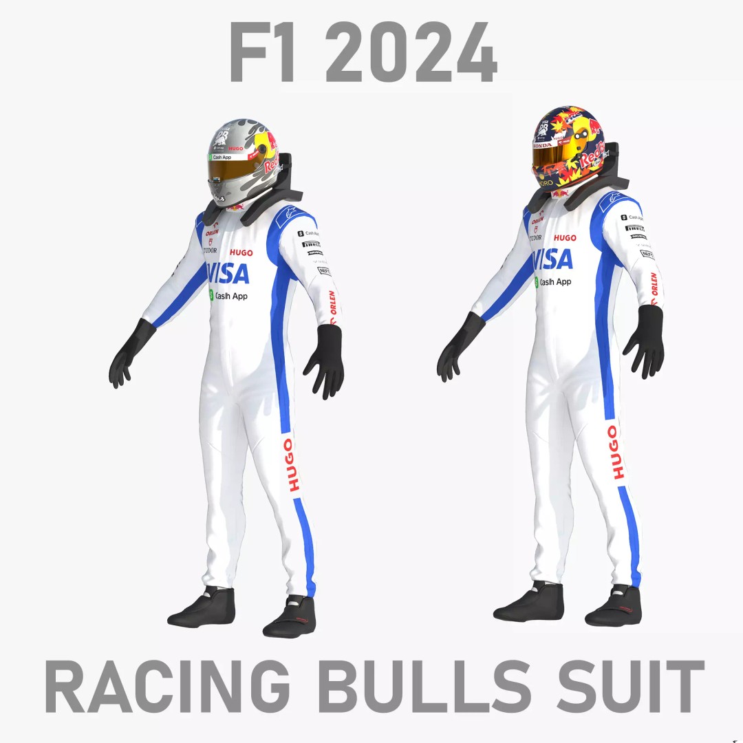 F1 Racing Bulls Suit 2024 3D Model – High Detail Game Ready Asset, FBX - View 2