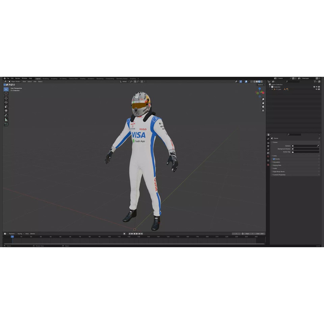 F1 Racing Bulls Suit 2024 3D Model – High Detail Game Ready Asset, FBX - View 20