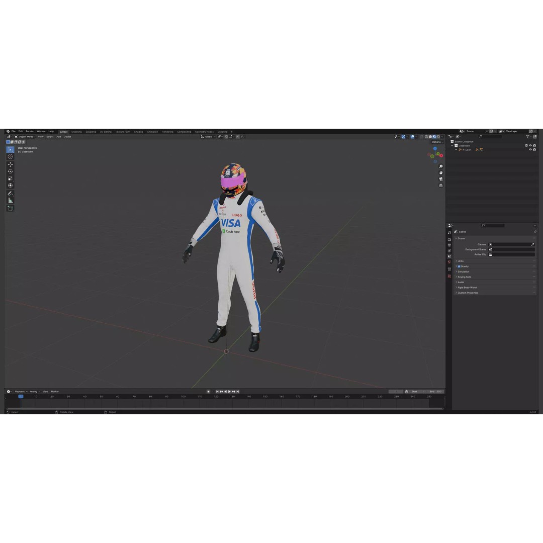 F1 Racing Bulls Suit 2024 3D Model – High Detail Game Ready Asset, FBX - View 21