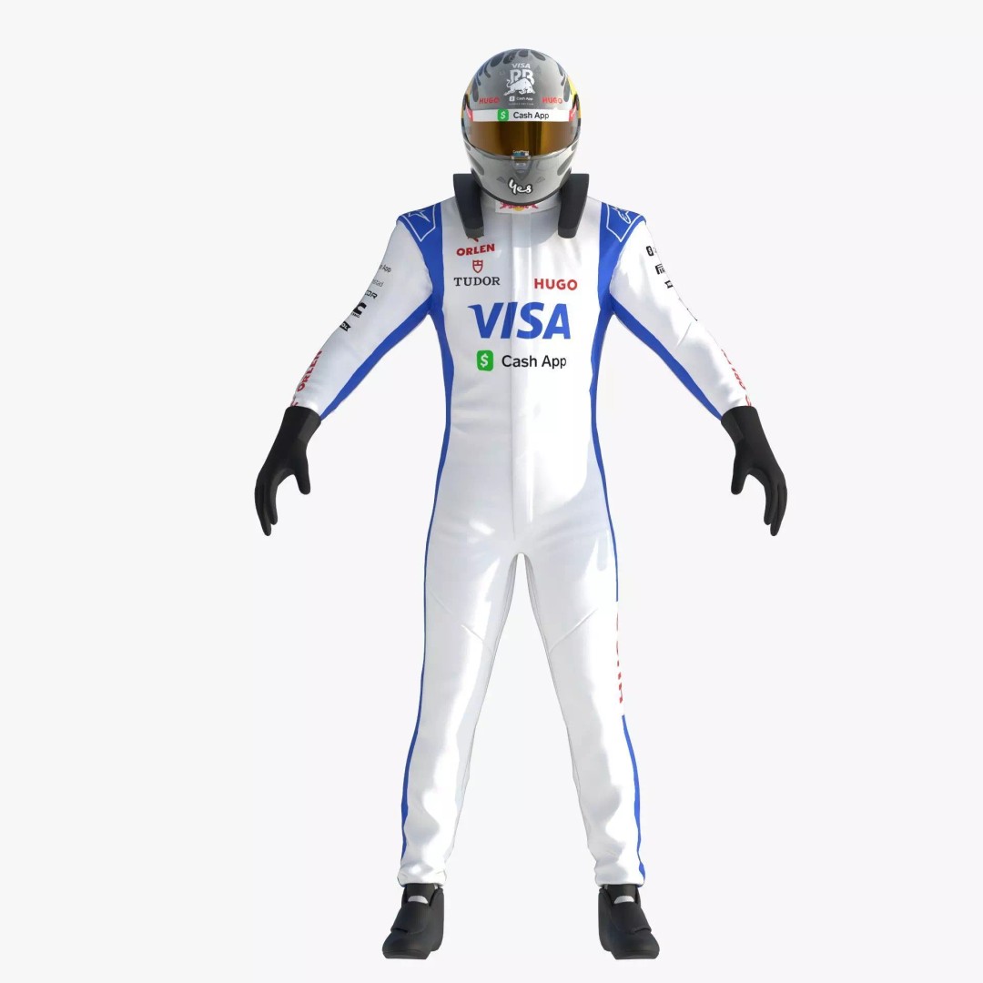 F1 Racing Bulls Suit 2024 3D Model – High Detail Game Ready Asset, FBX - View 3