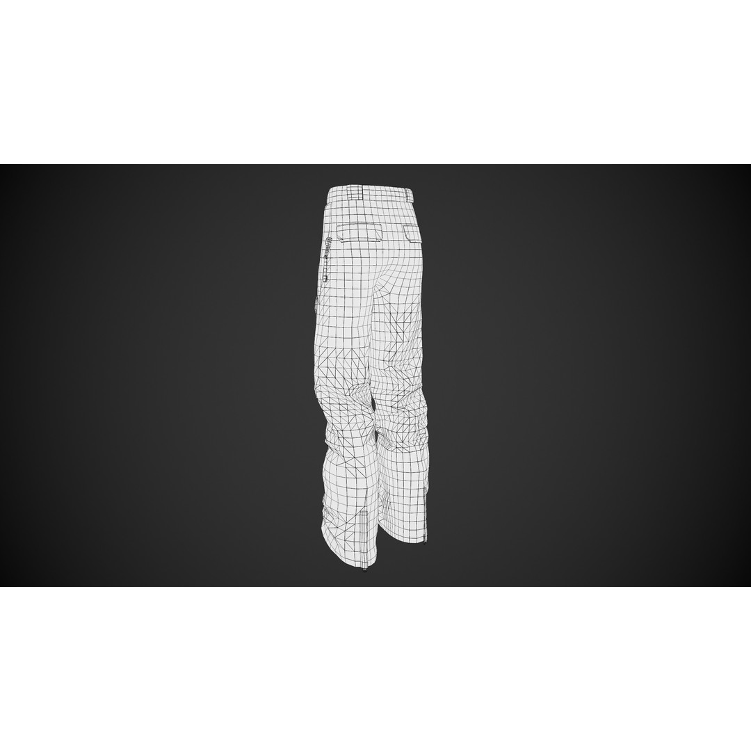 Black Snowboard Pants 3D Model – Low Poly PBR Game Asset, FBX