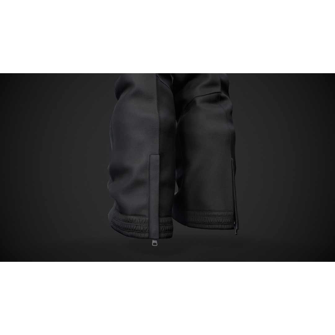 Black Snowboard Pants 3D Model – Low Poly PBR Game Asset, FBX - View 10