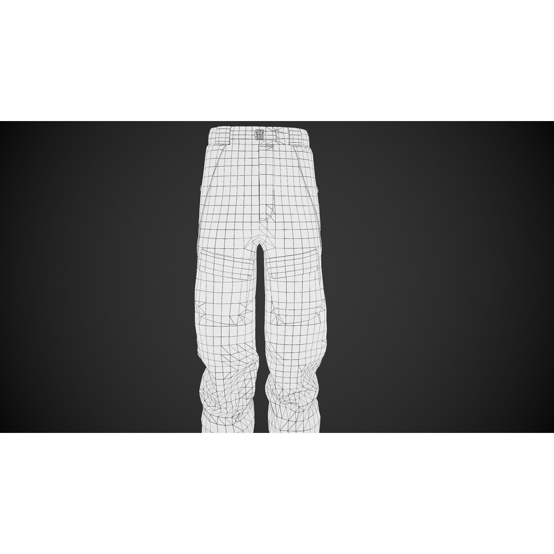 Black Snowboard Pants 3D Model – Low Poly PBR Game Asset, FBX - View 15