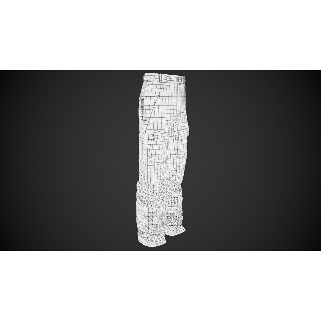 Black Snowboard Pants 3D Model – Low Poly PBR Game Asset, FBX - View 16