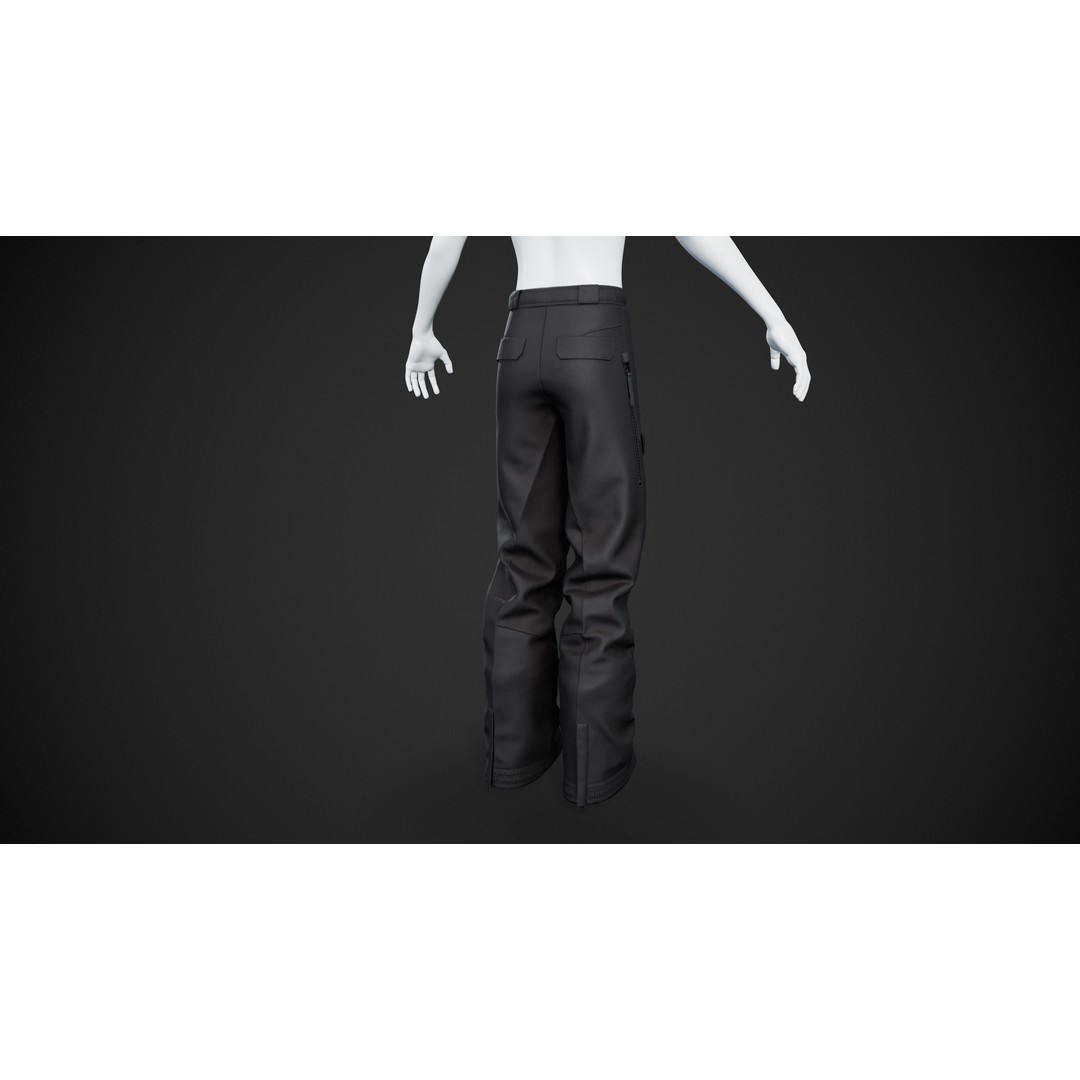 Black Snowboard Pants 3D Model – Low Poly PBR Game Asset, FBX - View 5