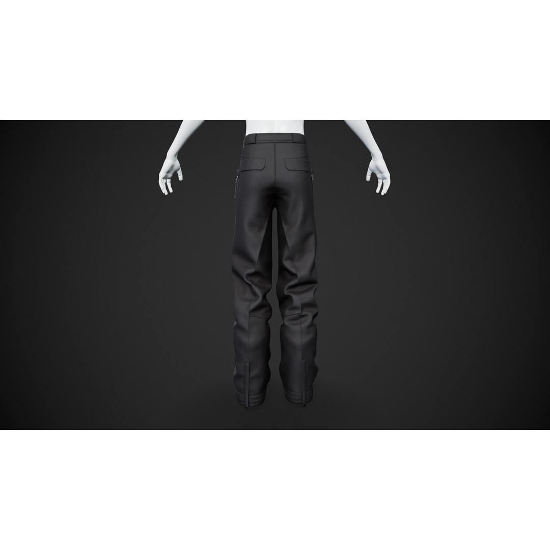 Black Snowboard Pants 3D Model – Low Poly PBR Game Asset, FBX - View 8