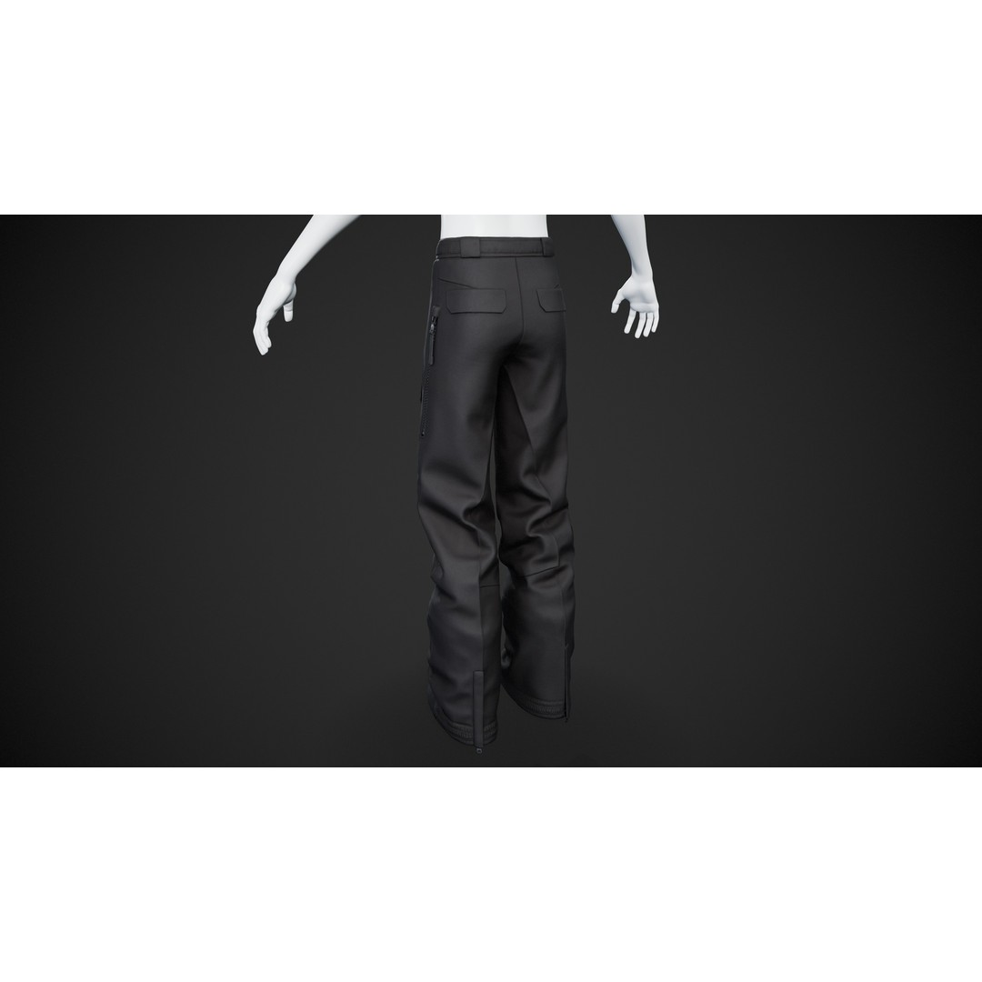 Black Snowboard Pants 3D Model – Low Poly PBR Game Asset, FBX - View 9