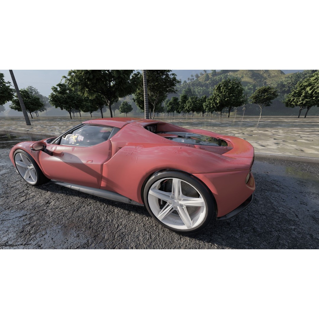Italian Supercar 3D Model – Detailed Sport Car with Interior & Engine - View 10