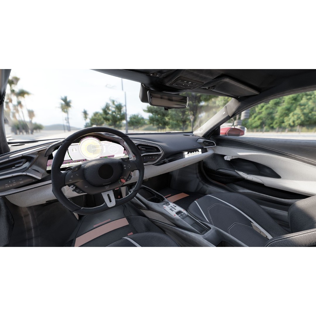 Italian Supercar 3D Model – Detailed Sport Car with Interior & Engine - View 21