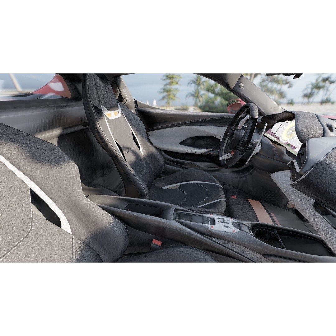 Italian Supercar 3D Model – Detailed Sport Car with Interior & Engine - View 23