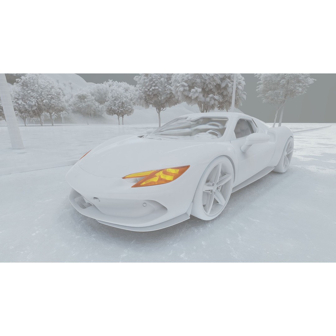 Italian Supercar 3D Model – Detailed Sport Car with Interior & Engine - View 30