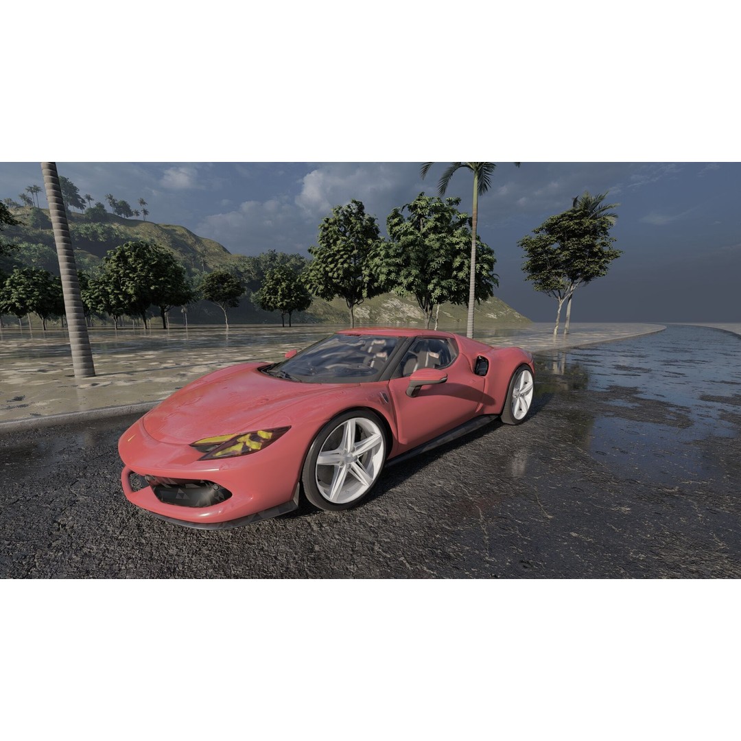 Italian Supercar 3D Model – Detailed Sport Car with Interior & Engine - View 8
