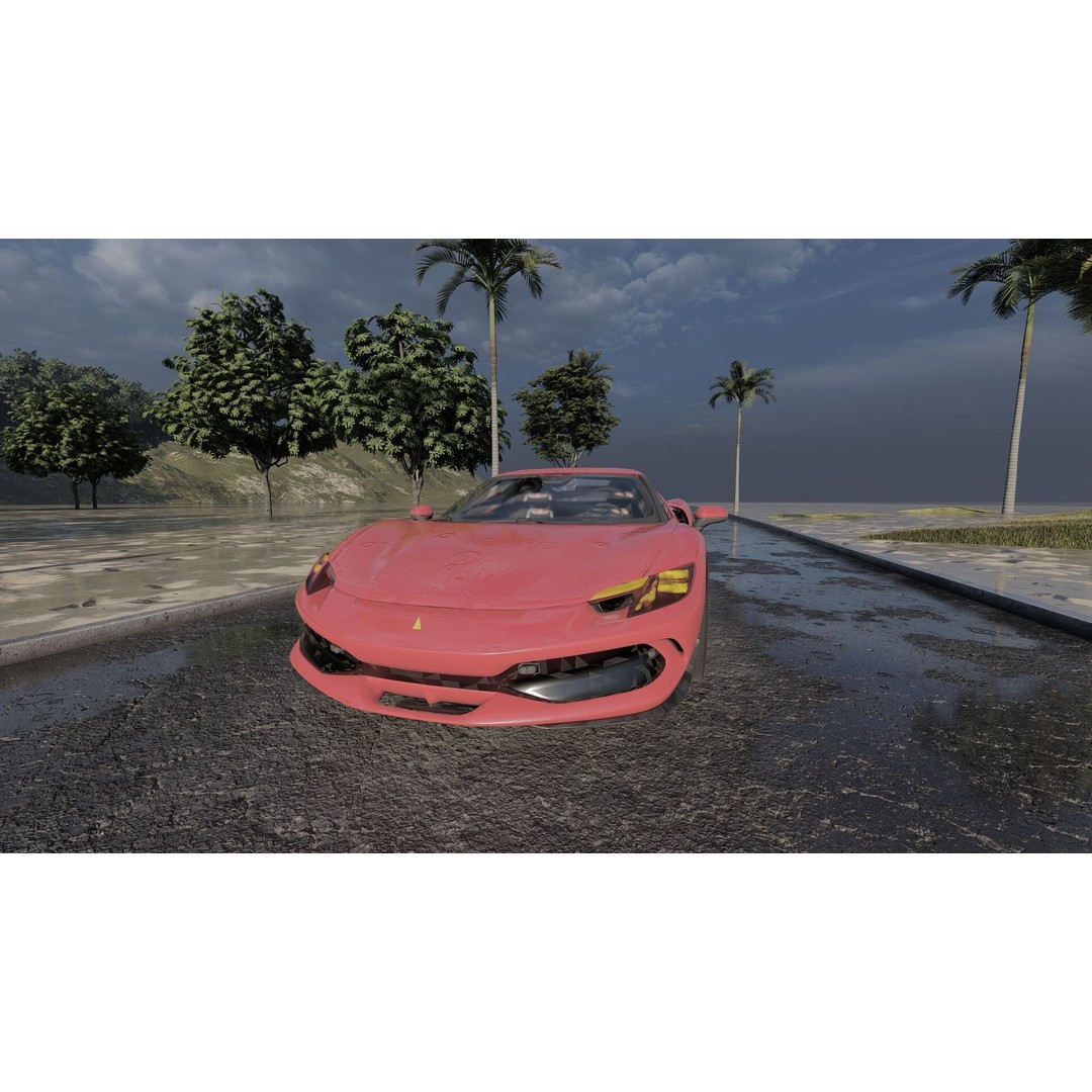 Italian Supercar 3D Model – Detailed Sport Car with Interior & Engine - View 9