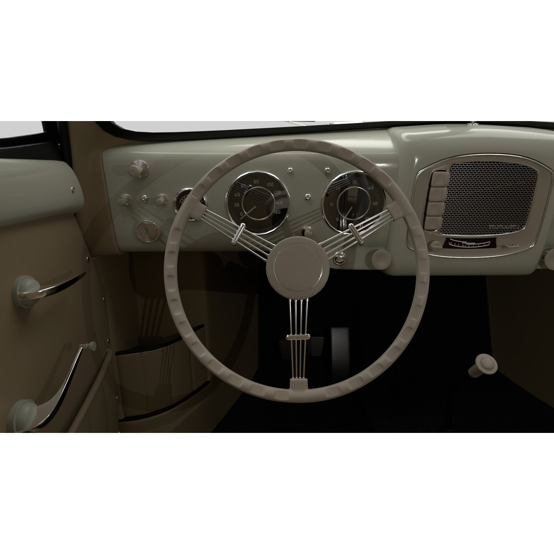 Porsche 356 1300 1952 3D Model – Classic Sports Car, Rigged, PBR - View 24