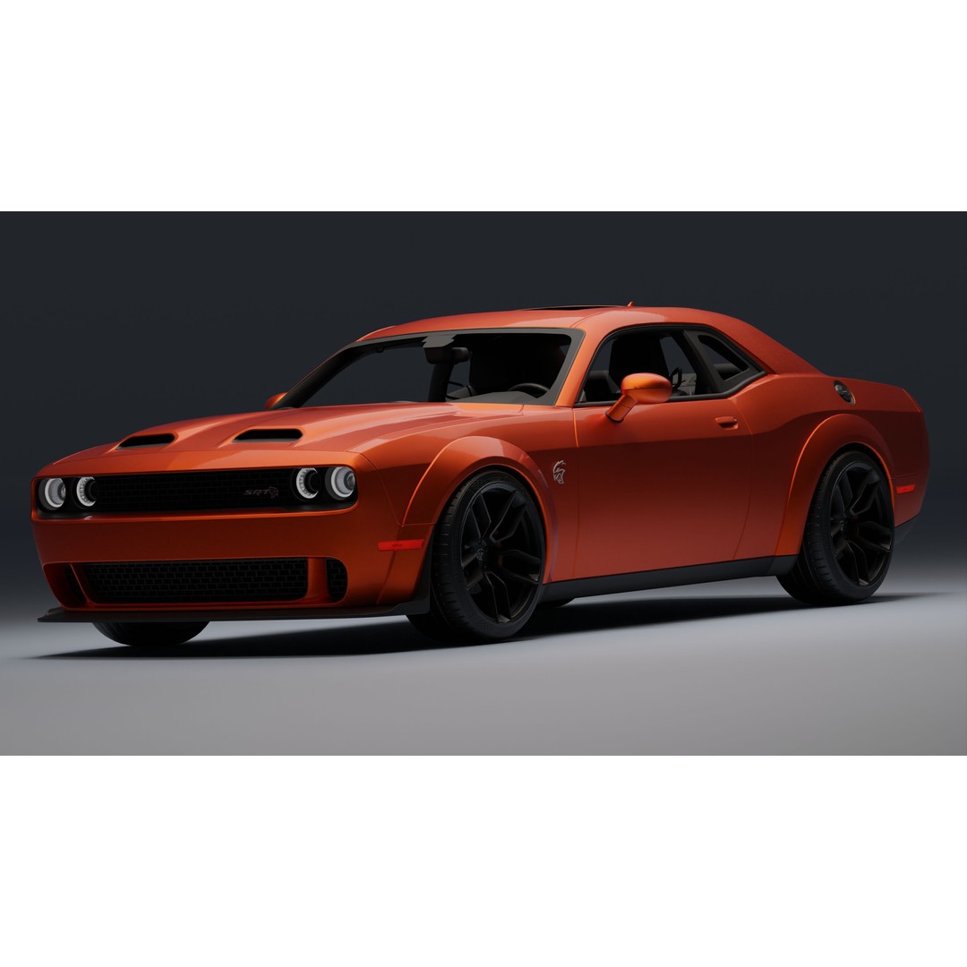 Dodge Challenger SRT Hellcat 3D Model – Low Poly Game Ready PBR Asset