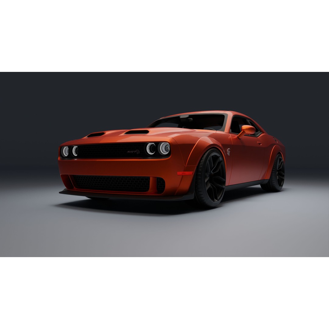 Dodge Challenger SRT Hellcat 3D Model – Low Poly Game Ready PBR Asset - View 12