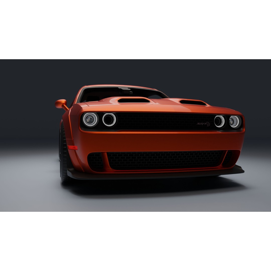 Dodge Challenger SRT Hellcat 3D Model – Low Poly Game Ready PBR Asset - View 13