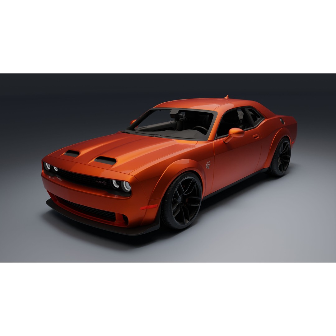 Dodge Challenger SRT Hellcat 3D Model – Low Poly Game Ready PBR Asset - View 3