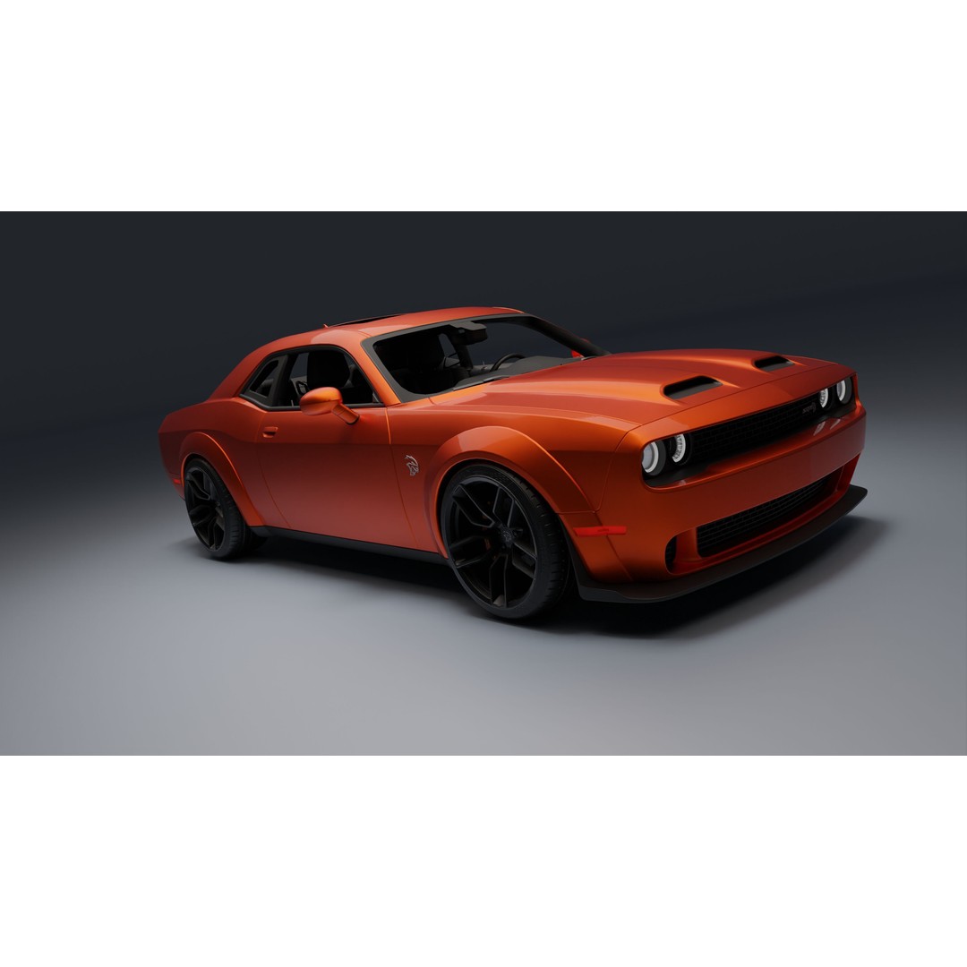 Dodge Challenger SRT Hellcat 3D Model – Low Poly Game Ready PBR Asset - View 4
