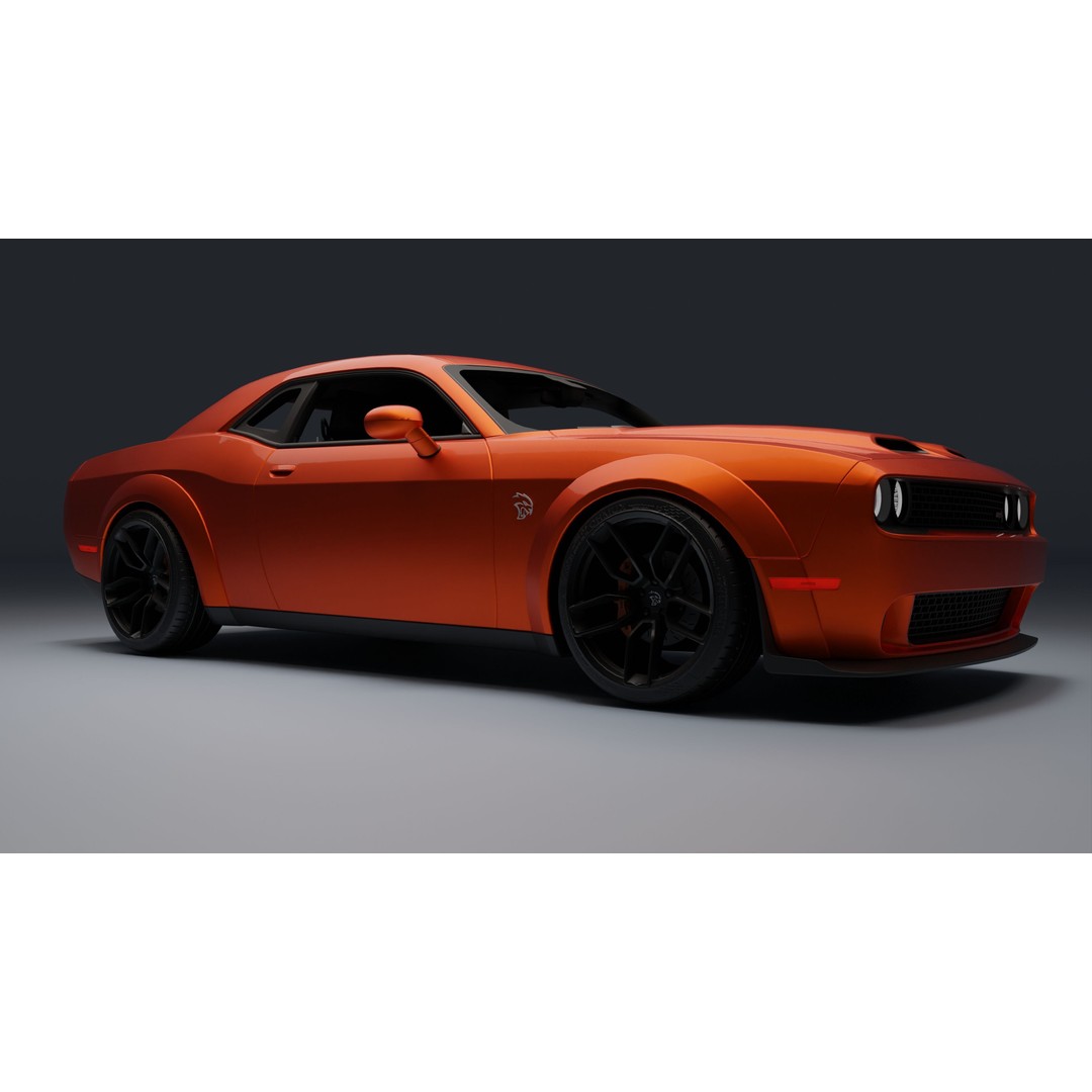 Dodge Challenger SRT Hellcat 3D Model – Low Poly Game Ready PBR Asset - View 5