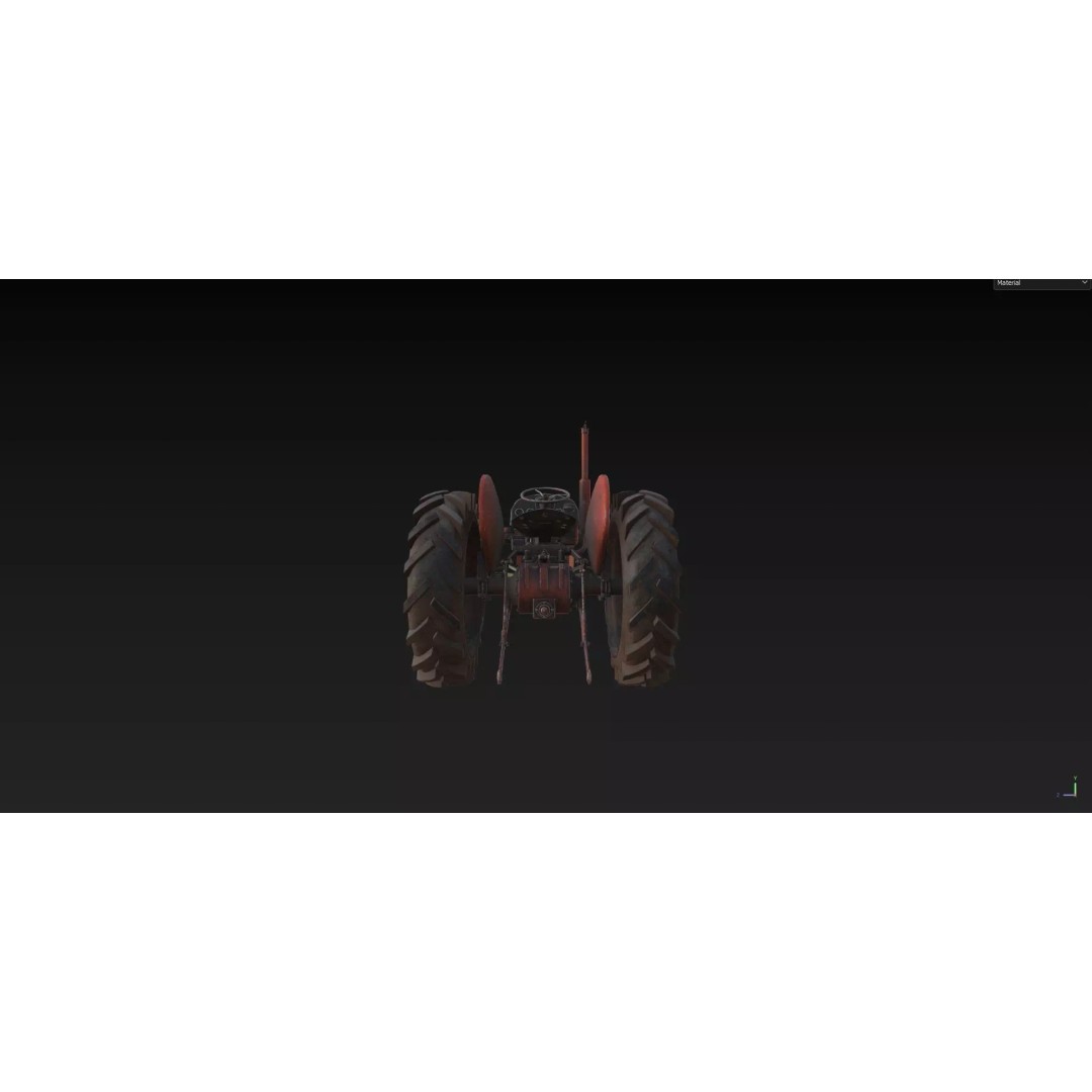 Abandoned Rusty Tractor 3D Model – Low Poly Game Asset, FBX, PBR - View 10