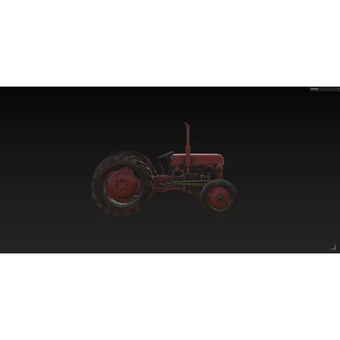 Abandoned Rusty Tractor 3D Model – Low Poly Game Asset, FBX, PBR - View 11