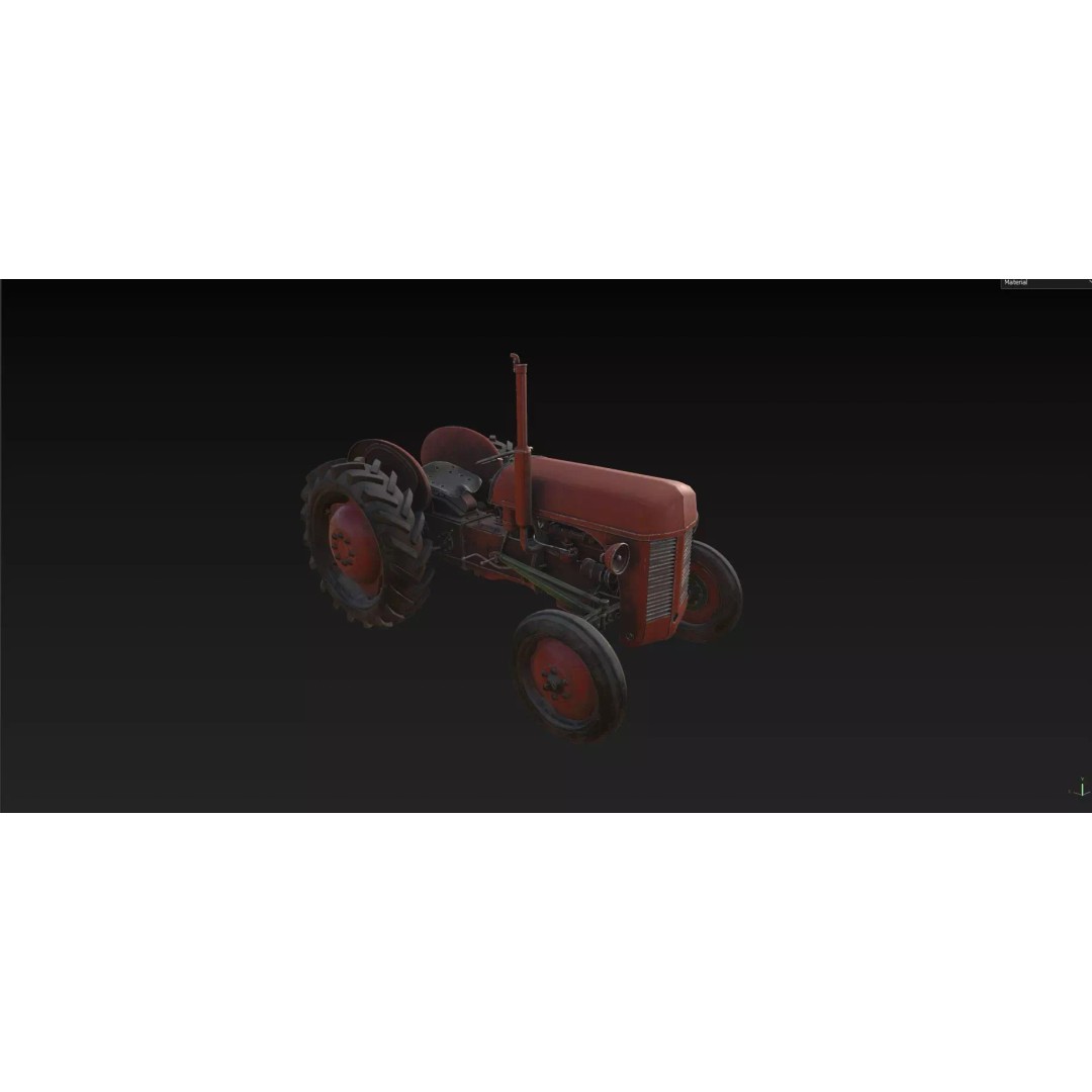Abandoned Rusty Tractor 3D Model – Low Poly Game Asset, FBX, PBR - View 12