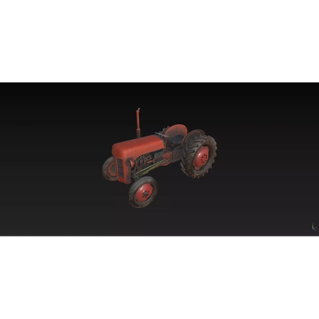 Abandoned Rusty Tractor 3D Model – Low Poly Game Asset, FBX, PBR - View 13