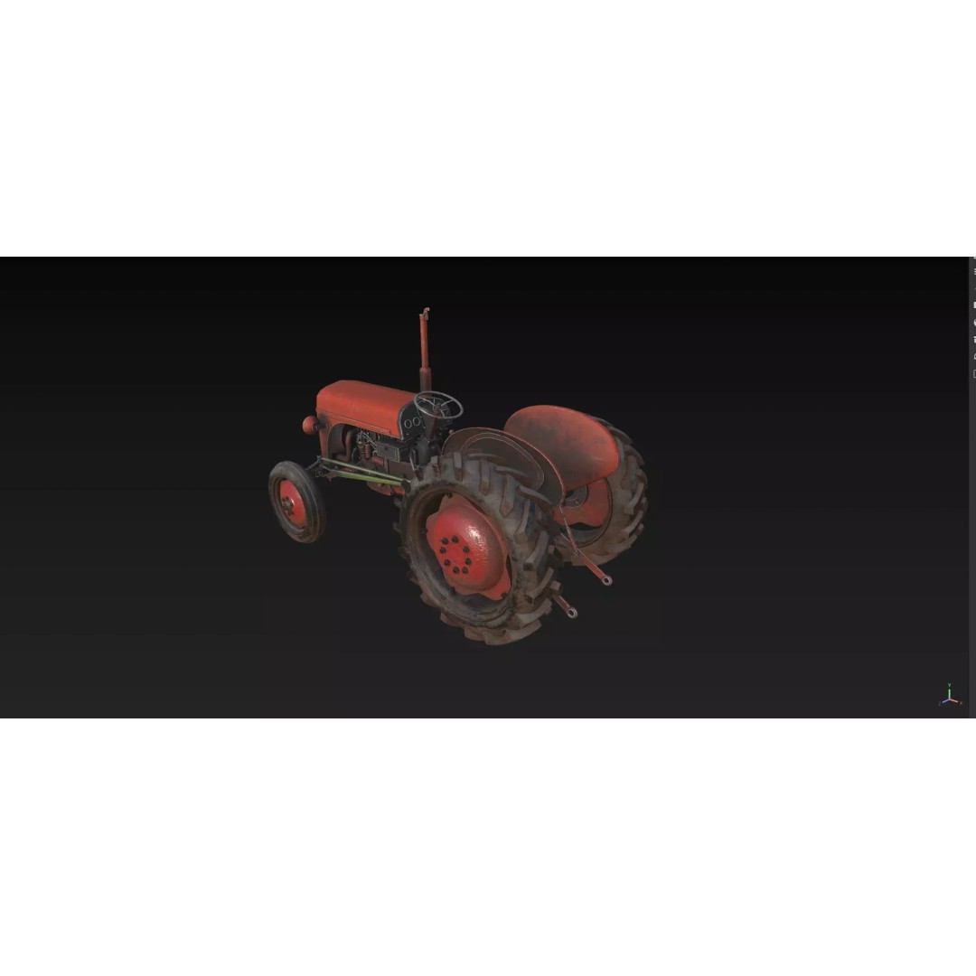 Abandoned Rusty Tractor 3D Model – Low Poly Game Asset, FBX, PBR - View 14