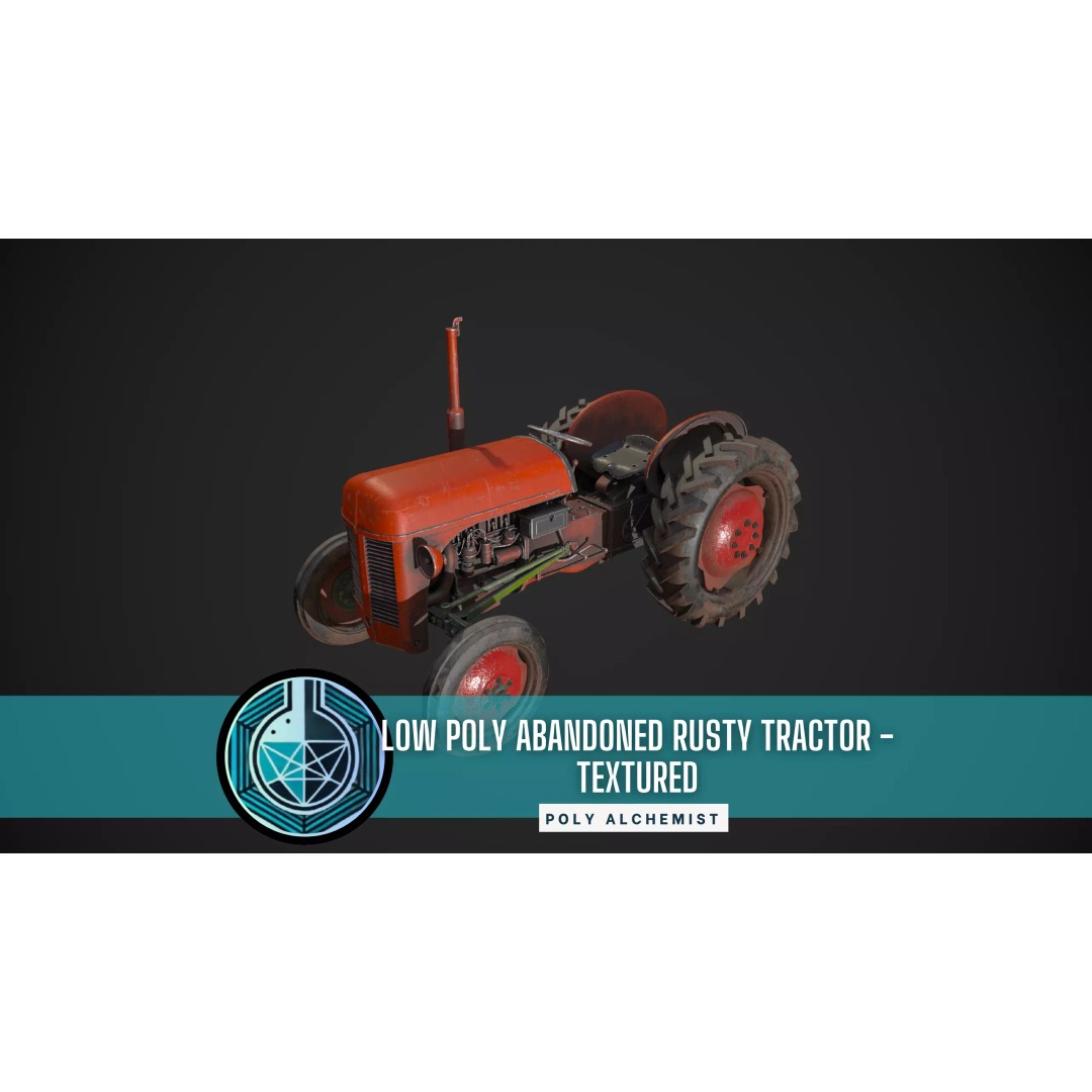 Abandoned Rusty Tractor 3D Model – Low Poly Game Asset, FBX, PBR - View 2