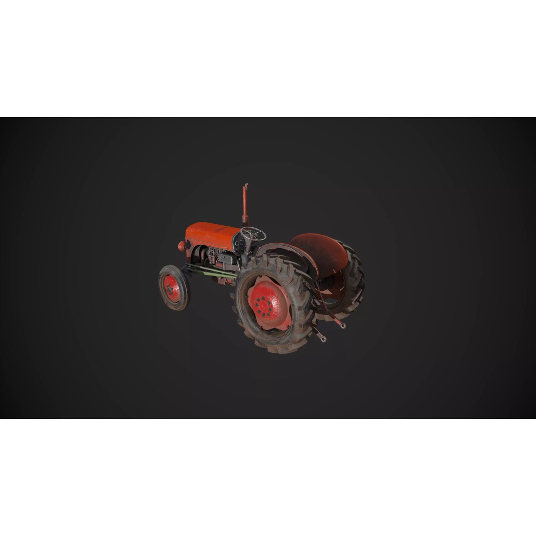 Abandoned Rusty Tractor 3D Model – Low Poly Game Asset, FBX, PBR - View 4