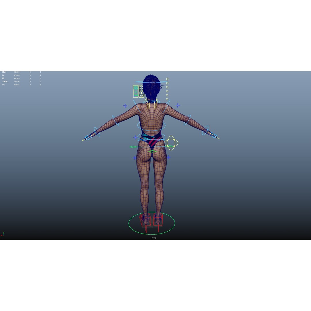 Female Windsurf 3D Model – Low Poly Rigged Character, FBX, OBJ